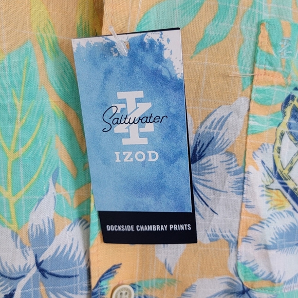 IZOD Saltwater Tropical Graphic Dockside Short Sleeve Button Down Shirt Sz M NEW - Picture 10 of 13